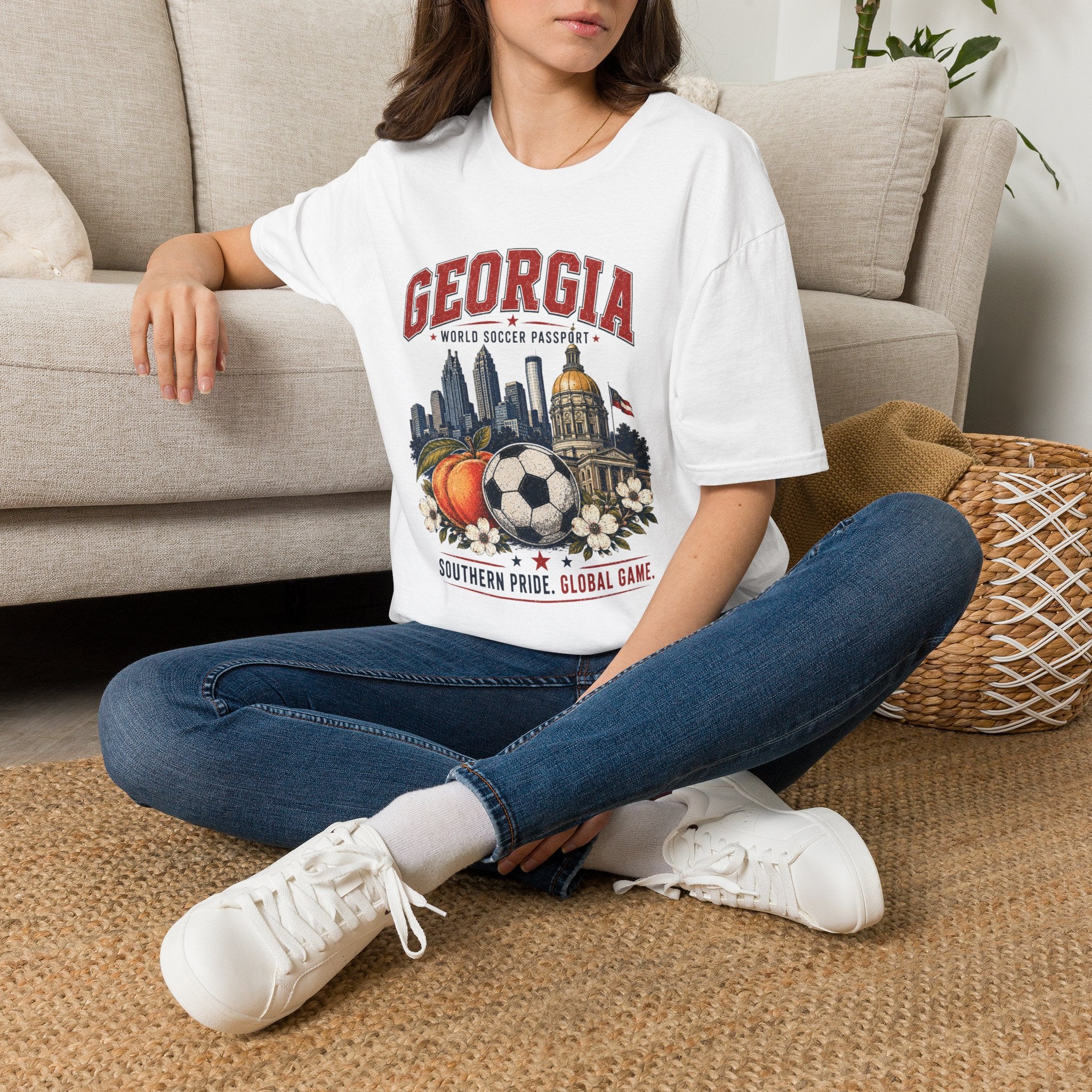 Copy of Florida Soccer T-Shirt – Vintage ‘World Soccer Passport’ Beach Tee