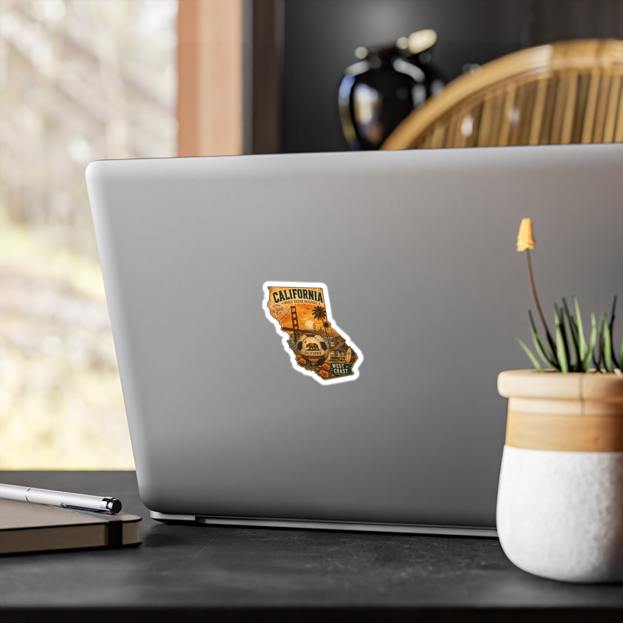 California Vintage Travel Sticker — Golden Gate, Palm Trees & West Coast Decal