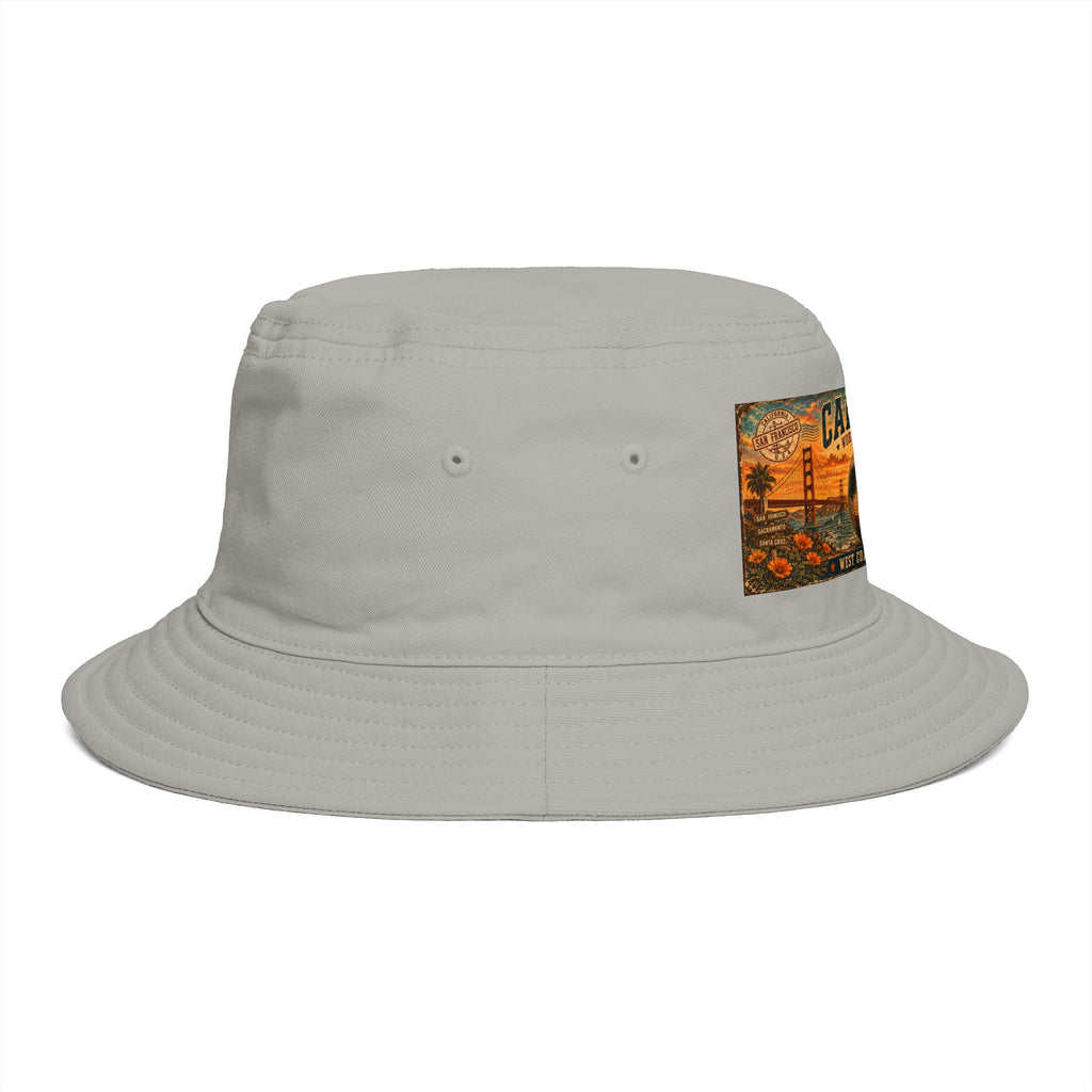 California Vintage Patch Bucket Hat — West Coast Sunset Travel Cap
