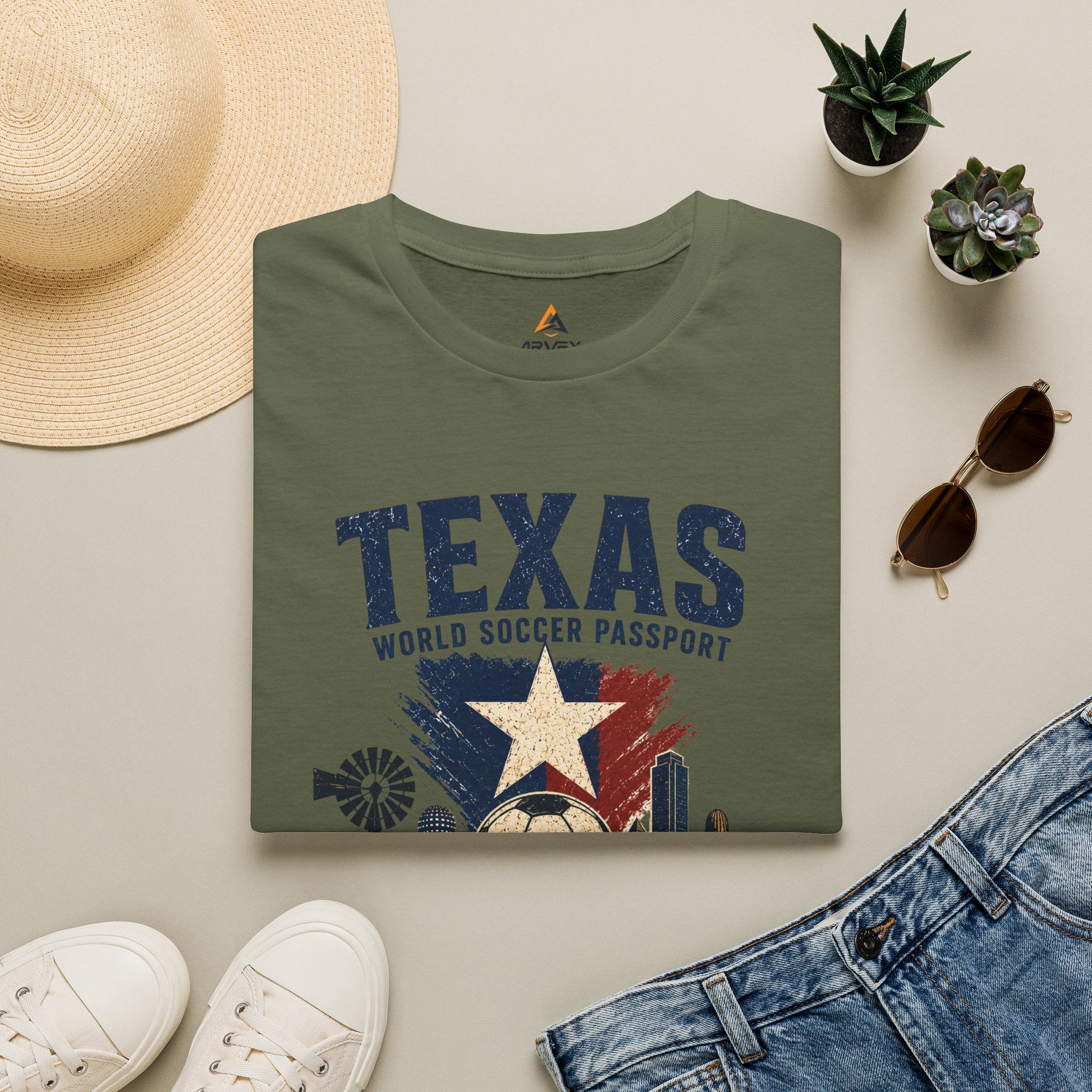 Texas Soccer Passport T-Shirt — Lone Star Soccer Vintage Design