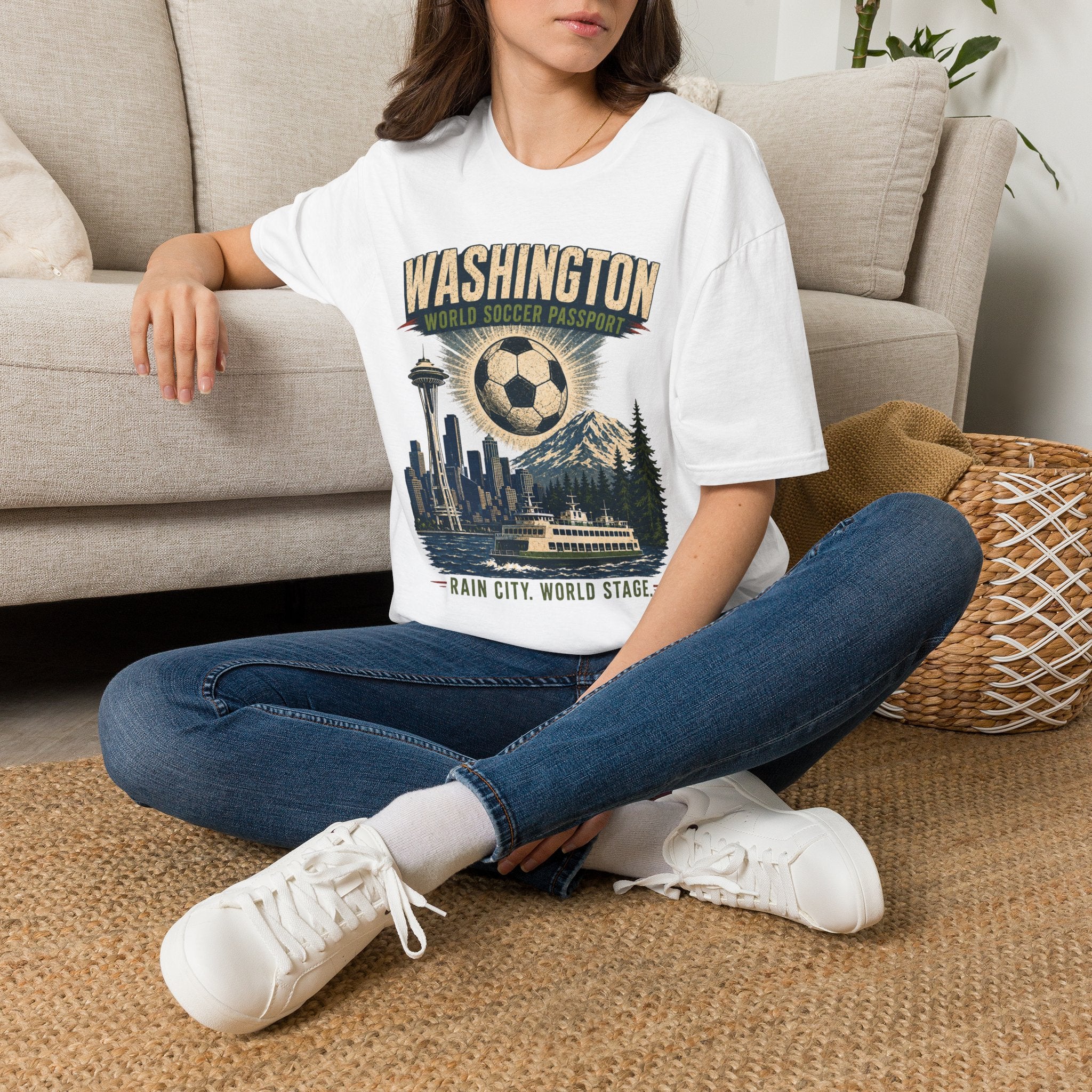 Copy of Florida Soccer T-Shirt – Vintage ‘World Soccer Passport’ Beach Tee