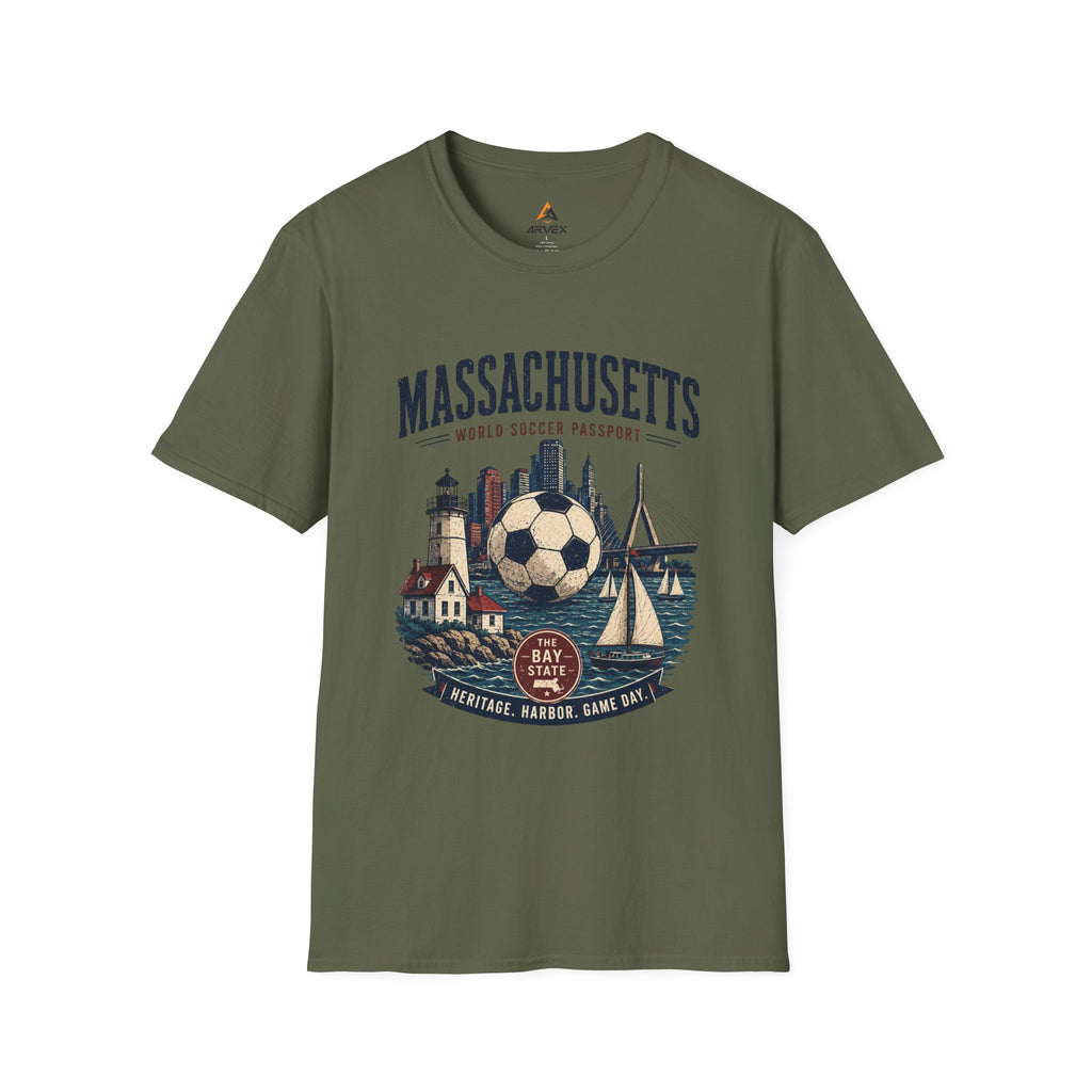 Massachusetts Soccer T-Shirt — World Soccer Passport Vintage State Tee