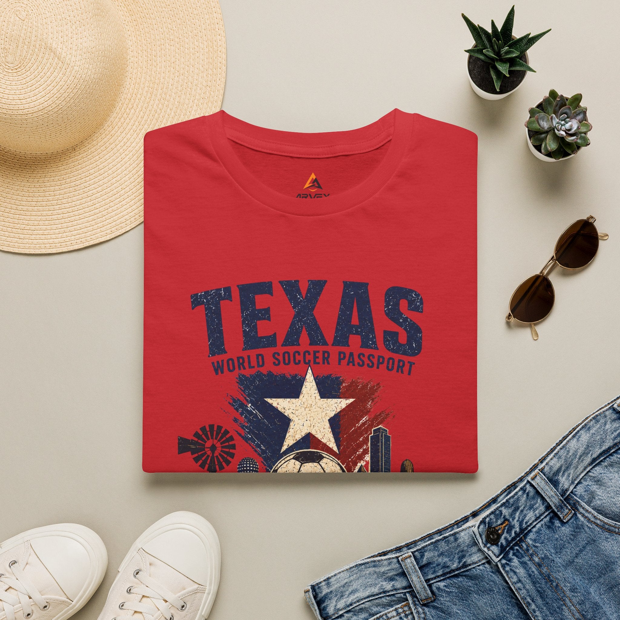 Texas Soccer Passport T-Shirt — Lone Star Soccer Vintage Design