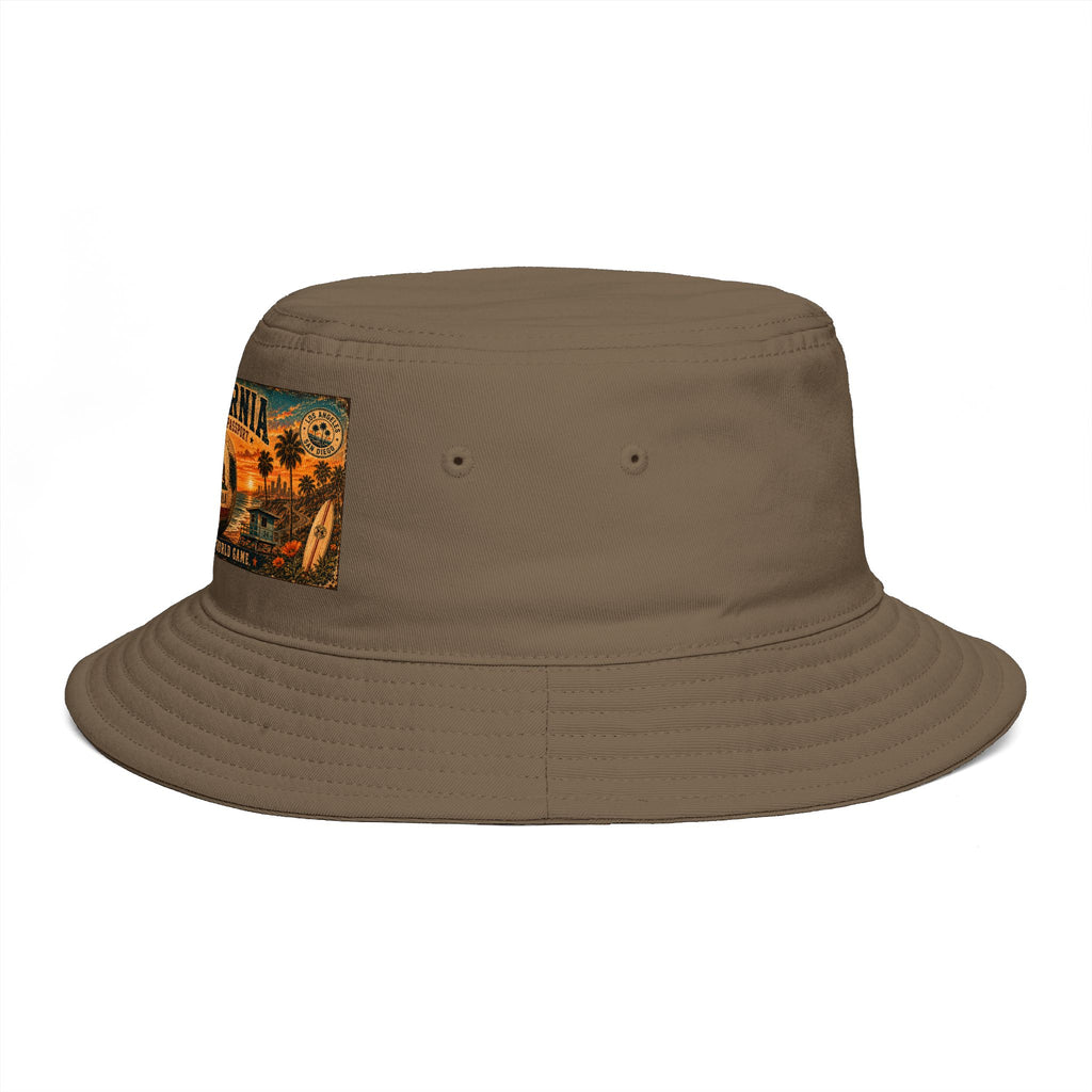 California Vintage Patch Bucket Hat — West Coast Sunset Travel Cap