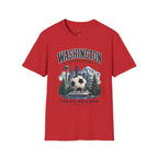 Washington Soccer Passport T-Shirt — Seattle Skyline & Mount Rainier Football Tee