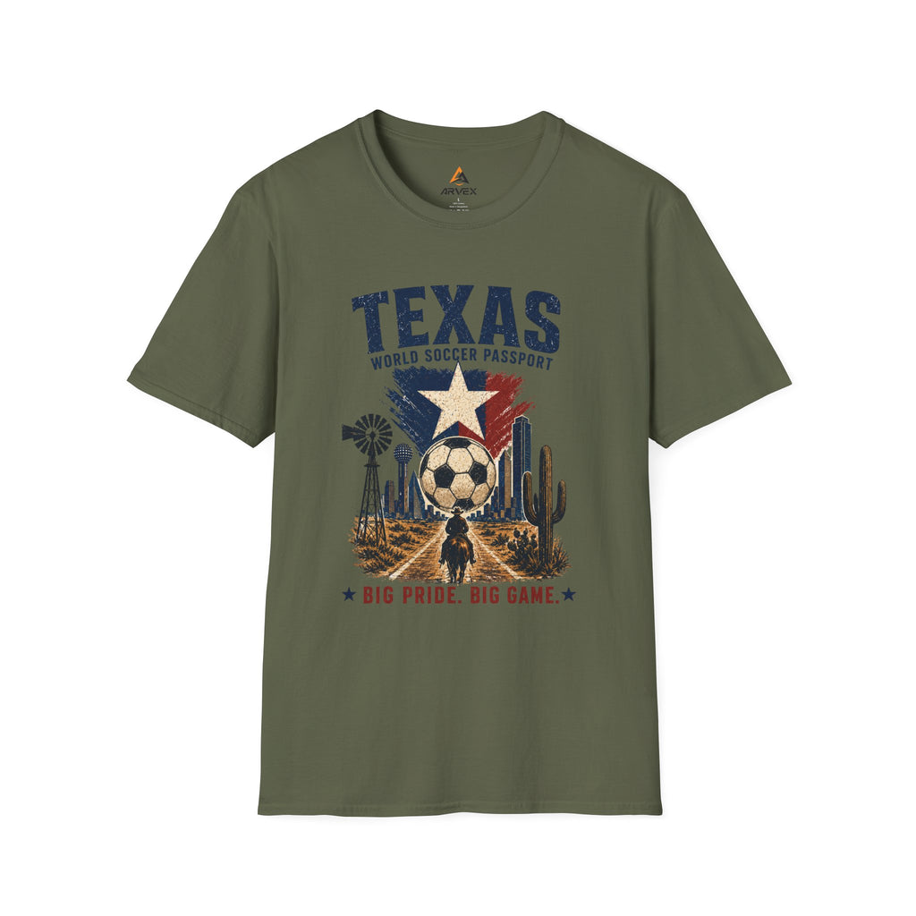 Texas Soccer Passport T-Shirt — Lone Star Soccer Vintage Design