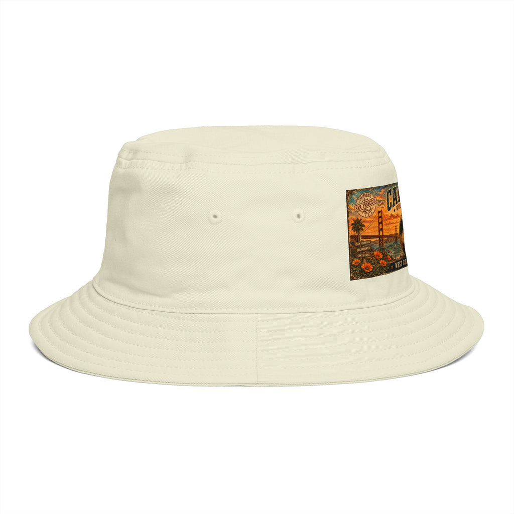California Vintage Patch Bucket Hat — West Coast Sunset Travel Cap