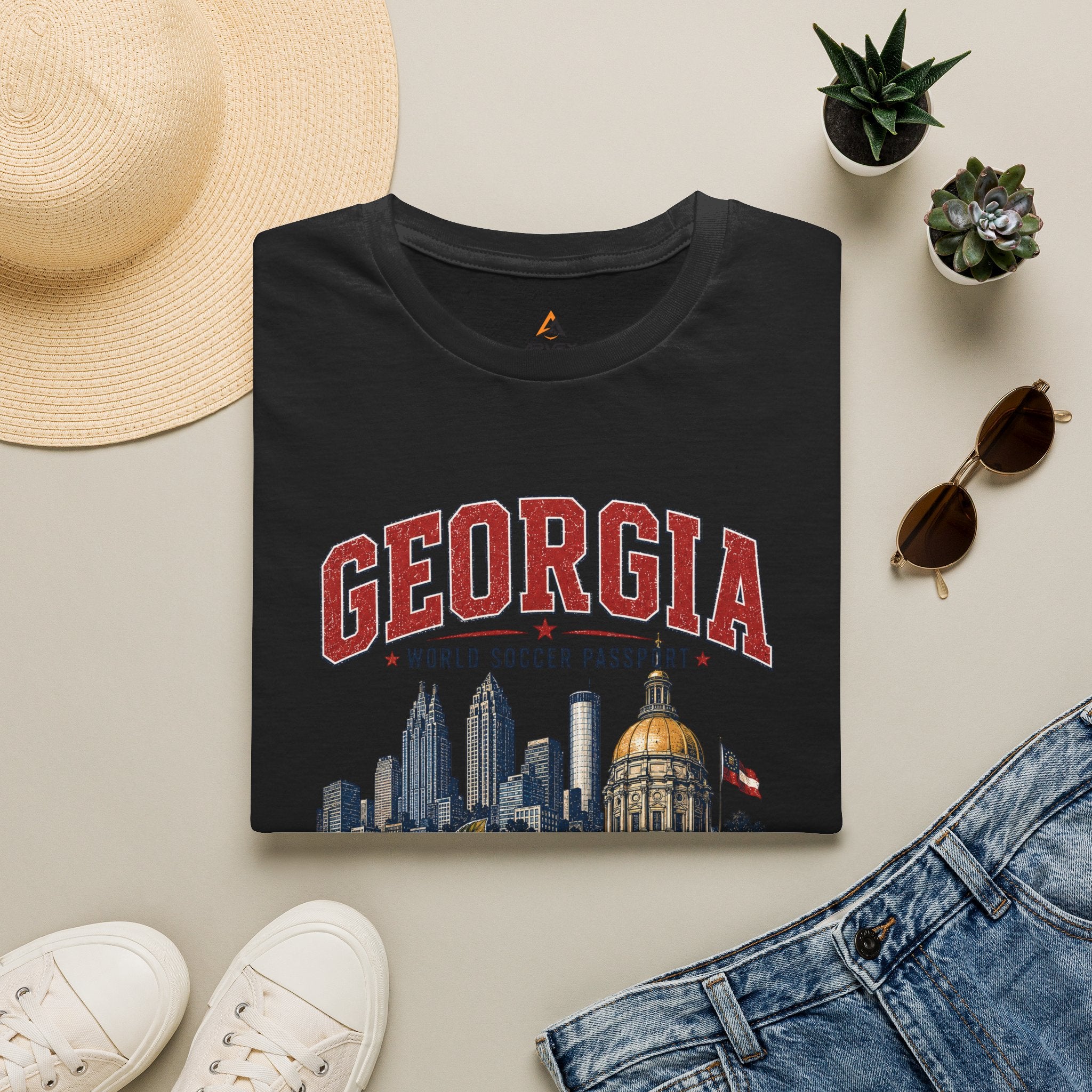 Copy of Florida Soccer T-Shirt – Vintage ‘World Soccer Passport’ Beach Tee