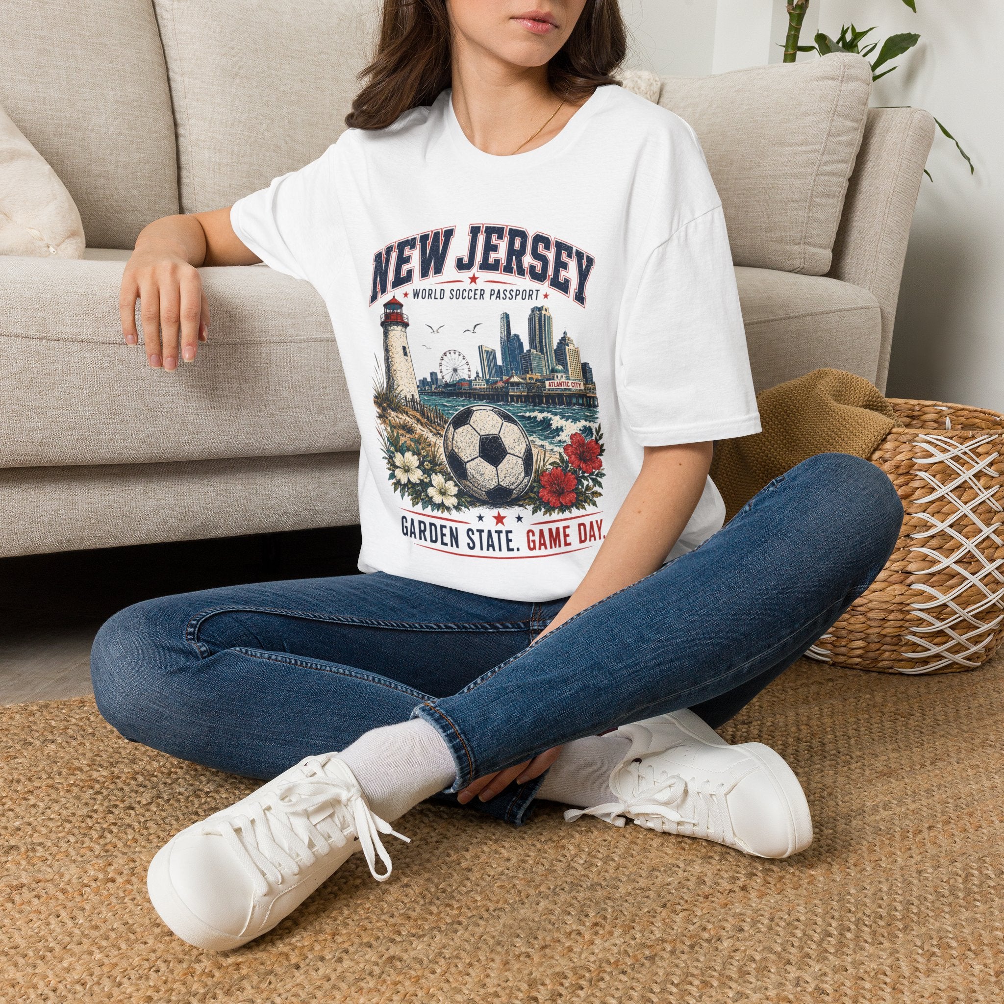 Copy of Florida Soccer T-Shirt – Vintage ‘World Soccer Passport’ Beach Tee
