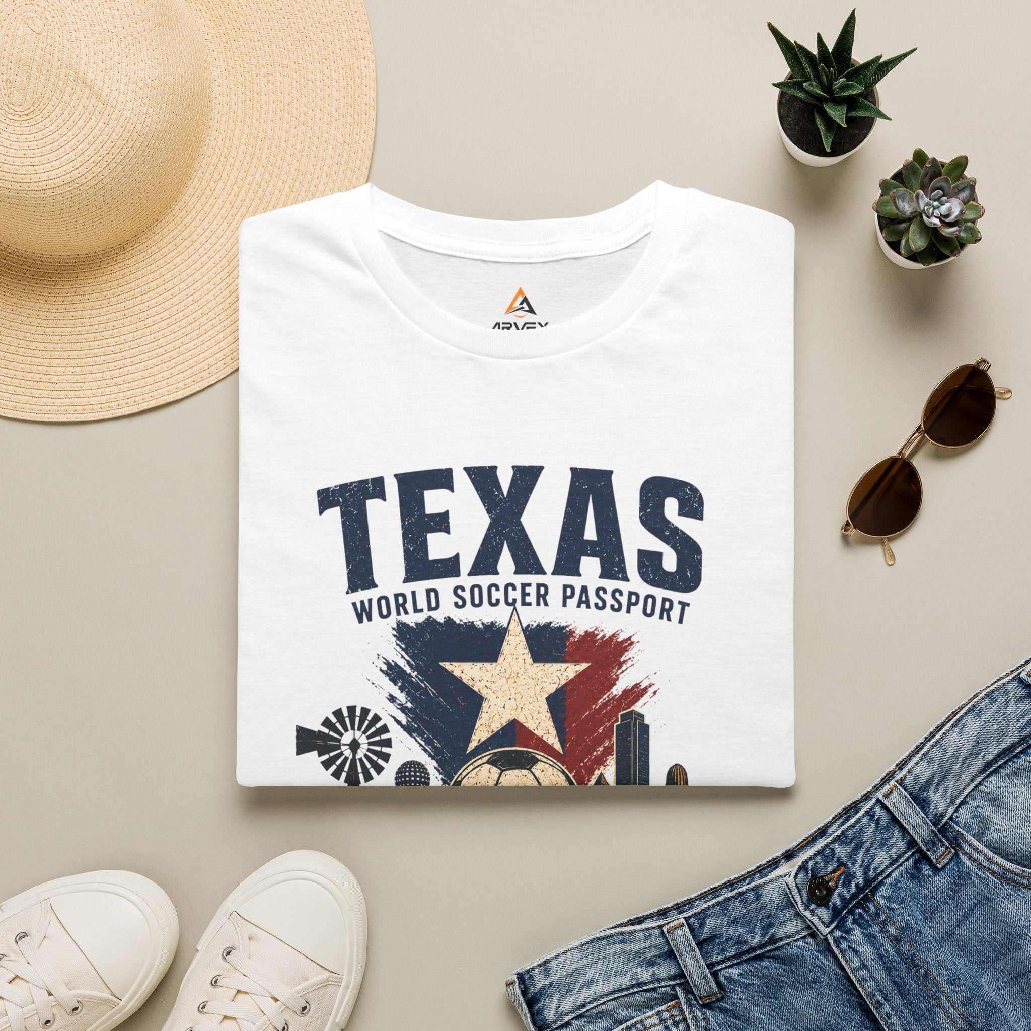 Texas Soccer Passport T-Shirt — Lone Star Soccer Vintage Design