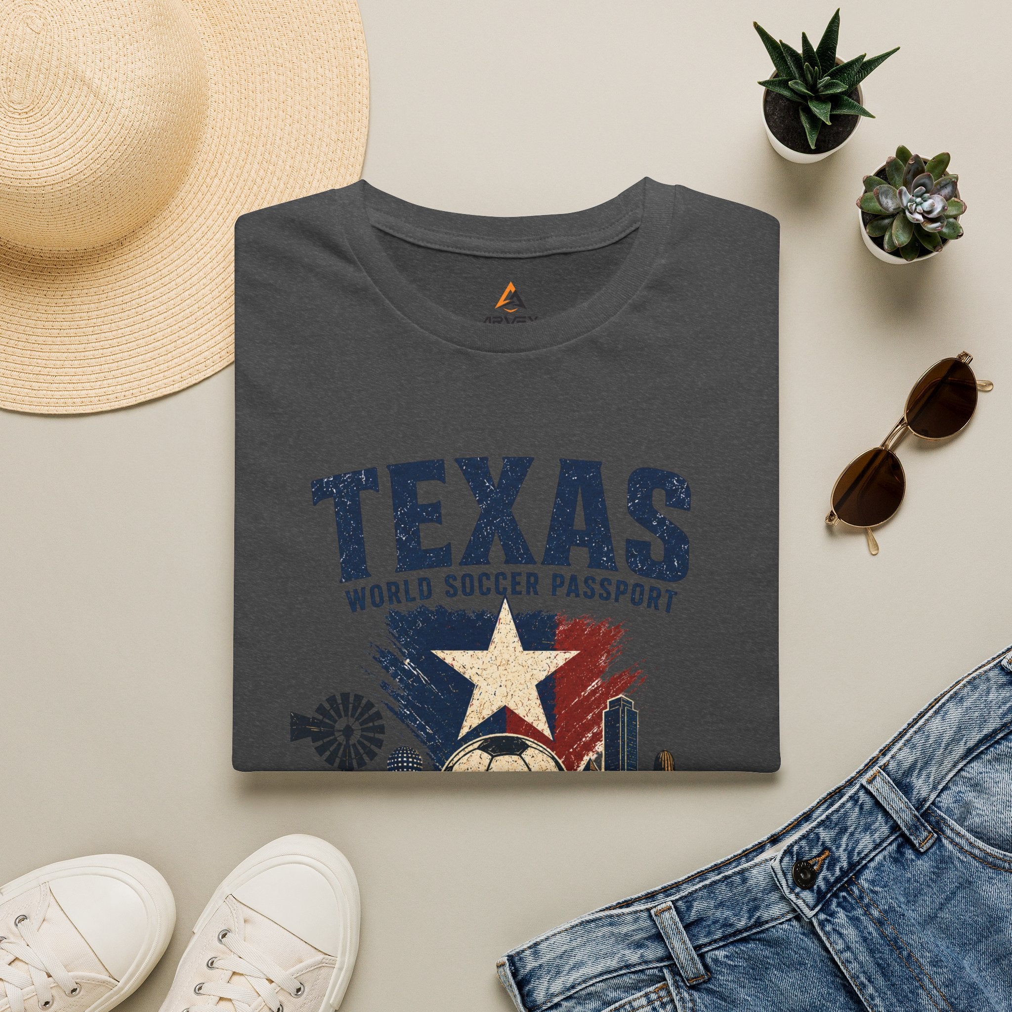 Texas Soccer Passport T-Shirt — Lone Star Soccer Vintage Design