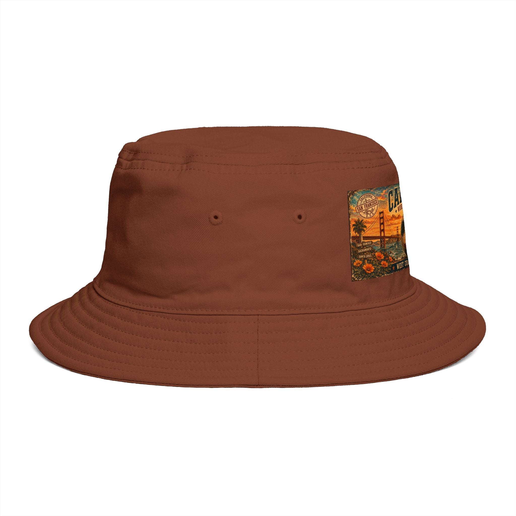 California Vintage Patch Bucket Hat — West Coast Sunset Travel Cap