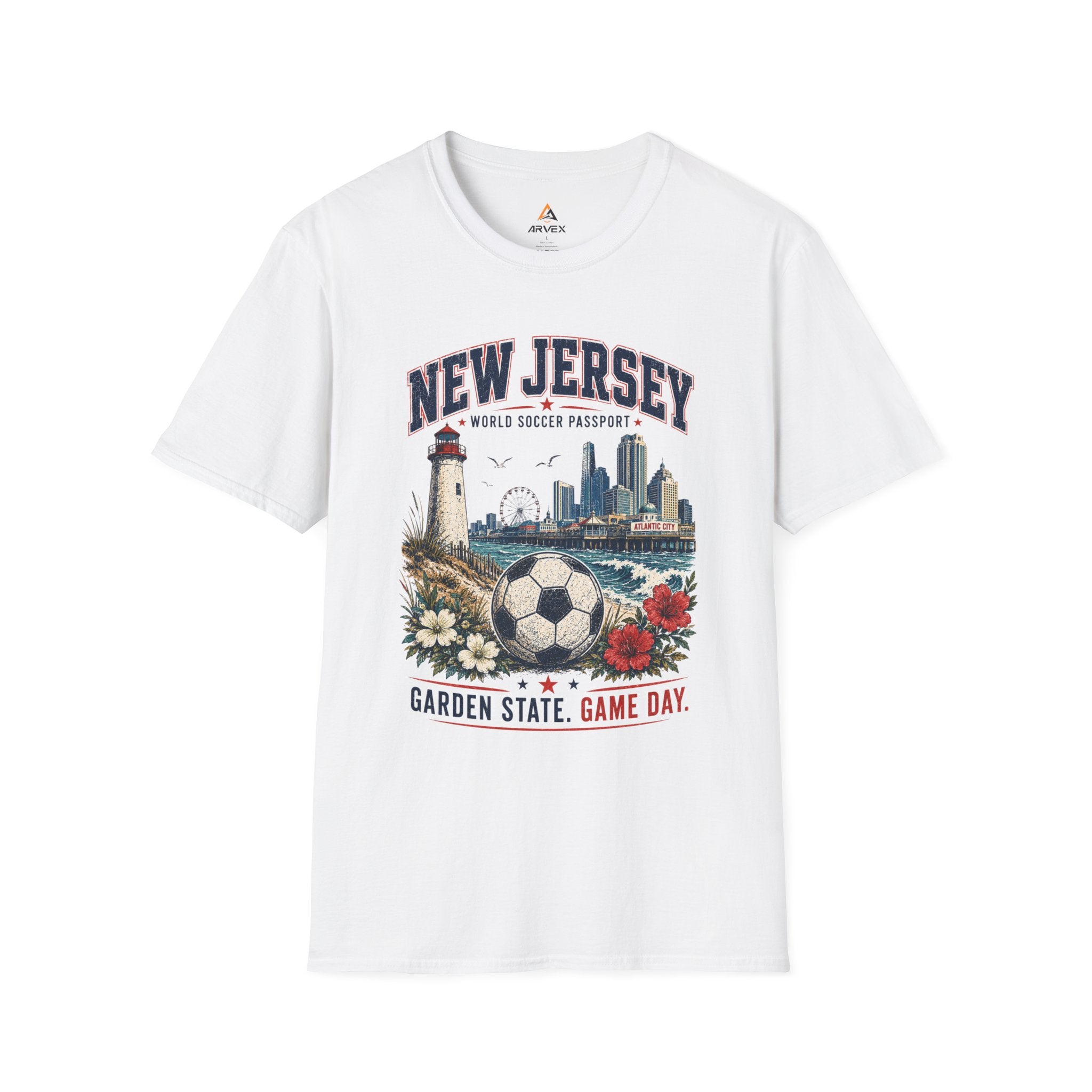 Copy of Florida Soccer T-Shirt – Vintage ‘World Soccer Passport’ Beach Tee
