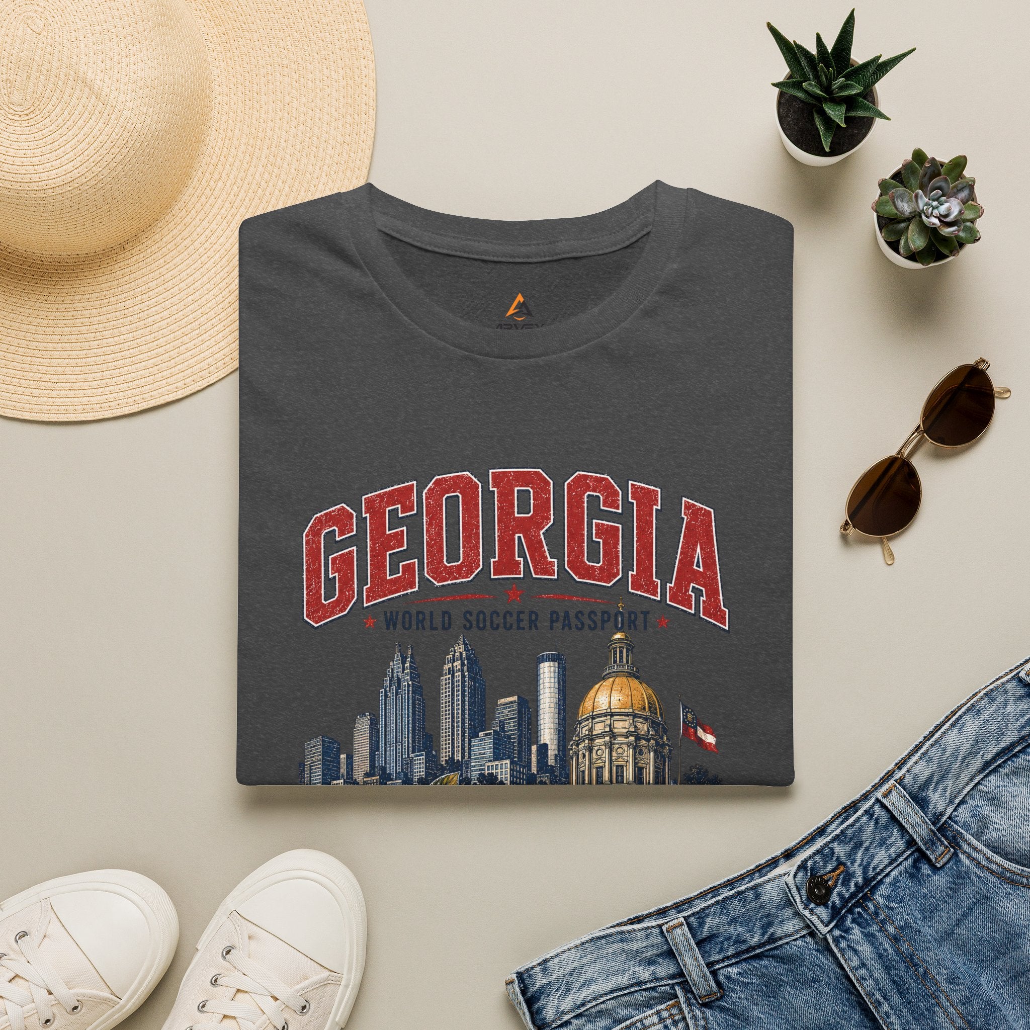 Copy of Florida Soccer T-Shirt – Vintage ‘World Soccer Passport’ Beach Tee