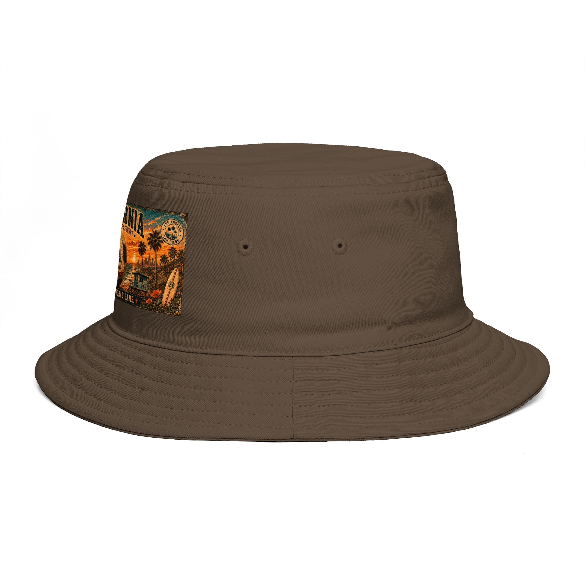 California Vintage Patch Bucket Hat — West Coast Sunset Travel Cap