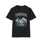 Washington Soccer Passport T-Shirt — Seattle Skyline & Mount Rainier Football Tee