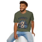 Massachusetts Soccer T-Shirt — State Skyline & Vintage Soccer Graphic