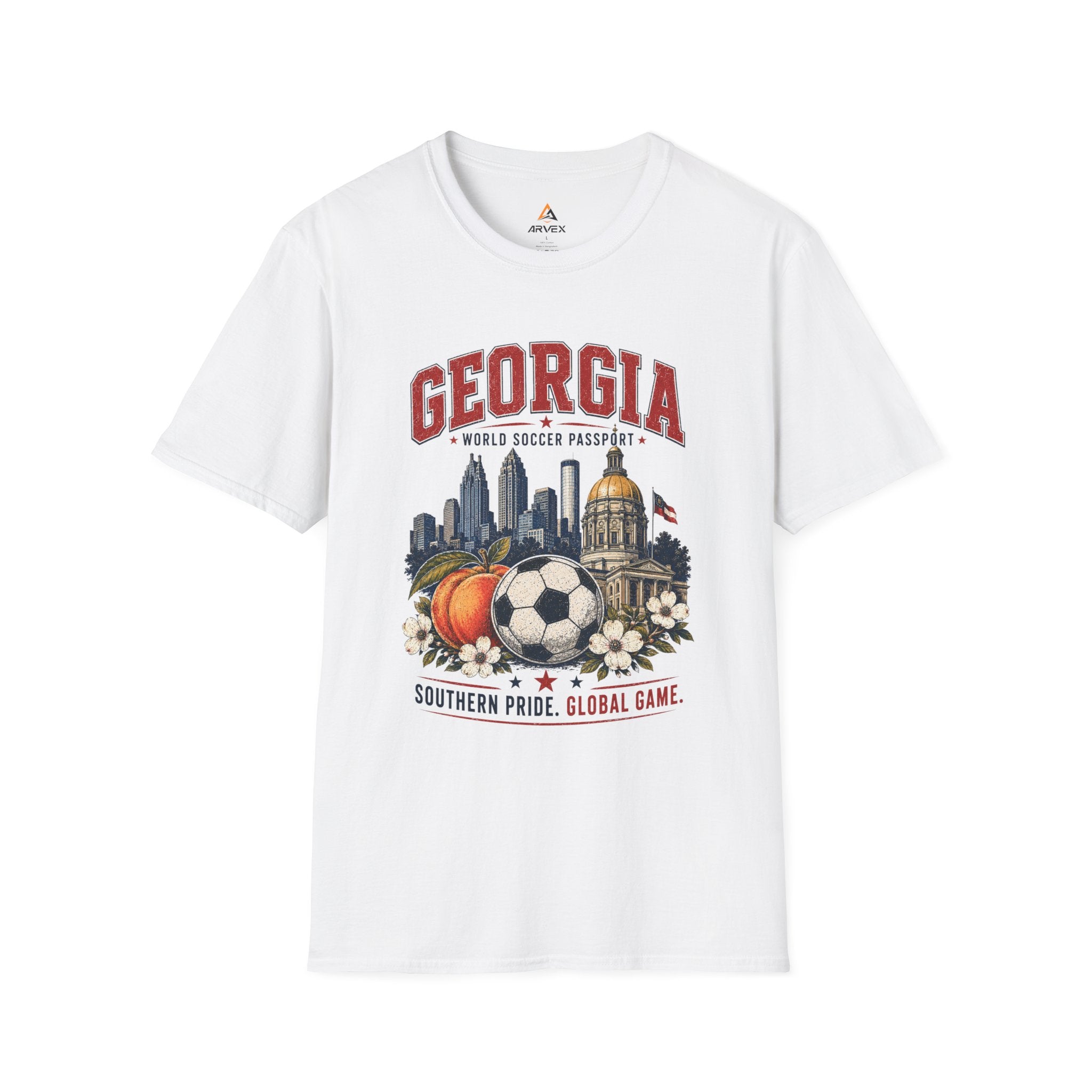 Copy of Florida Soccer T-Shirt – Vintage ‘World Soccer Passport’ Beach Tee