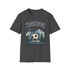 Washington Soccer Passport T-Shirt — Seattle Skyline & Mount Rainier Football Tee
