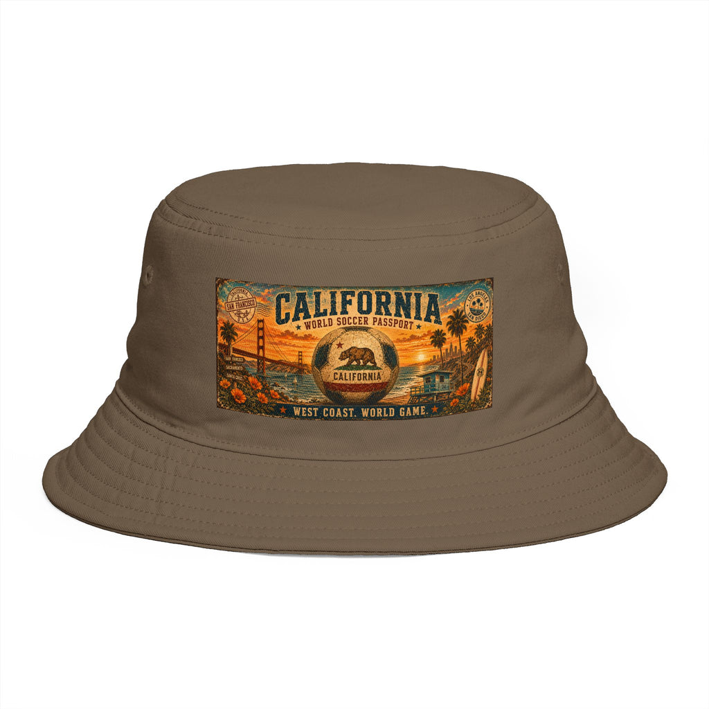 California Vintage Patch Bucket Hat — West Coast Sunset Travel Cap