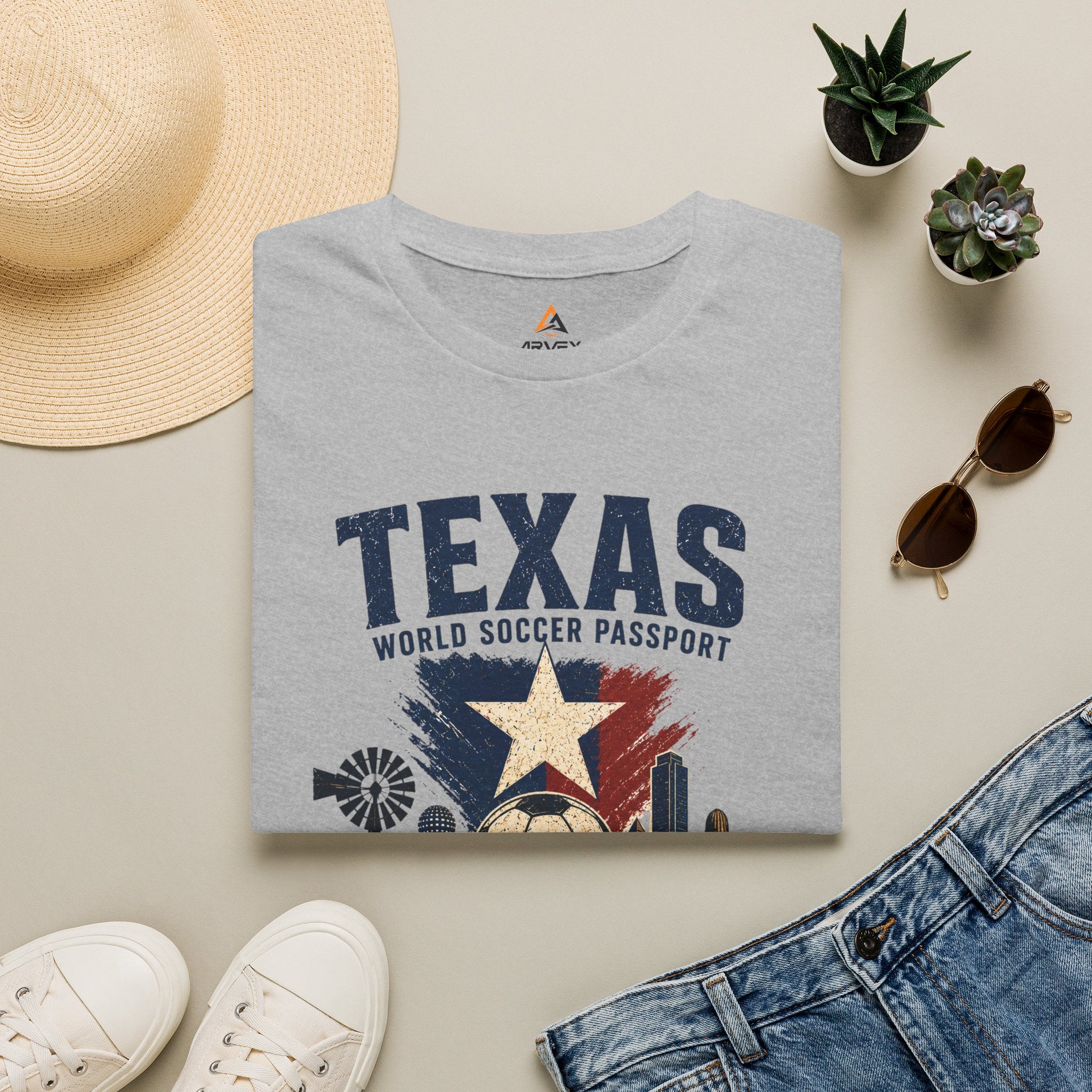 Texas Soccer Passport T-Shirt — Lone Star Soccer Vintage Design