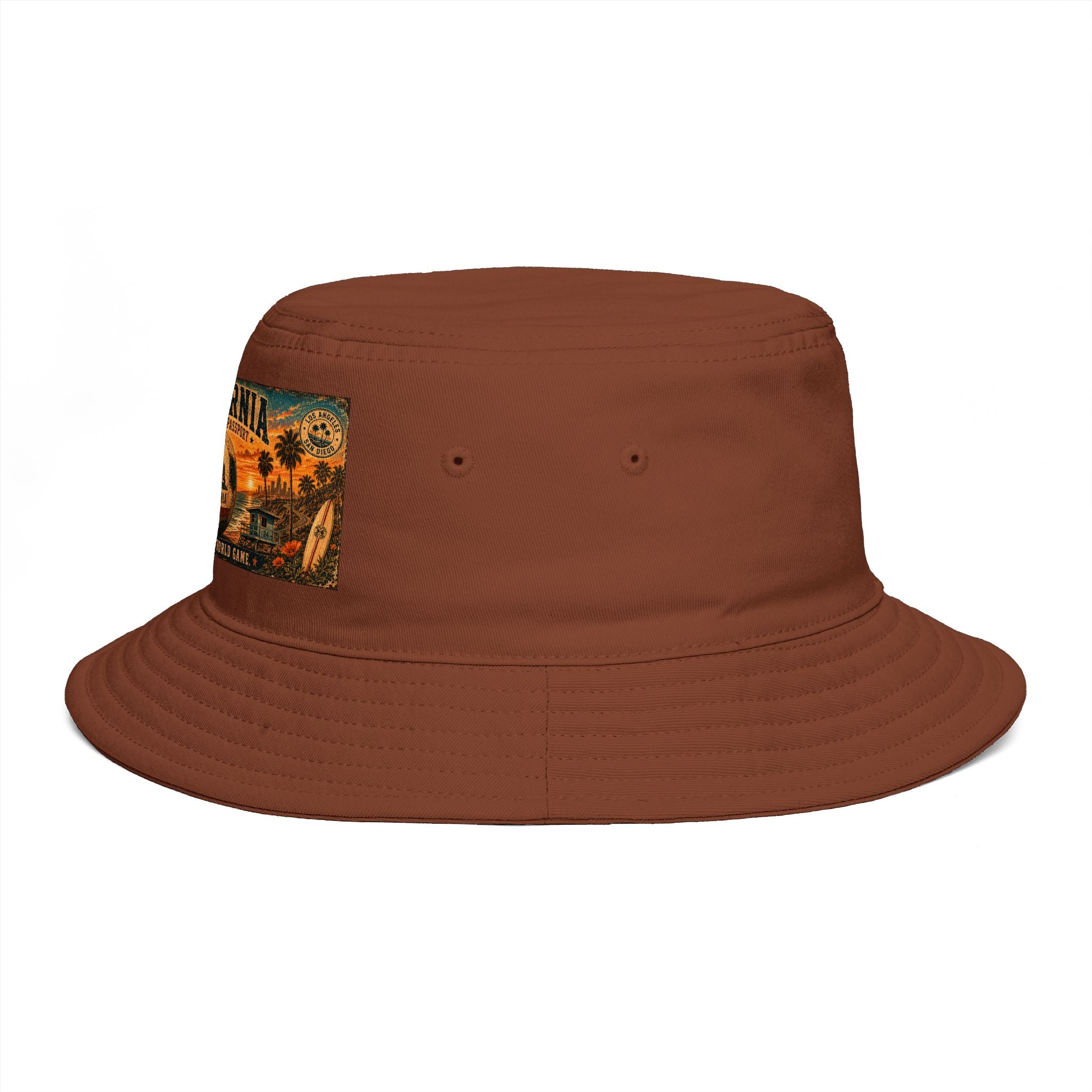California Vintage Patch Bucket Hat — West Coast Sunset Travel Cap
