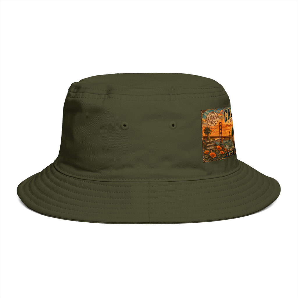 California Vintage Patch Bucket Hat — West Coast Sunset Travel Cap