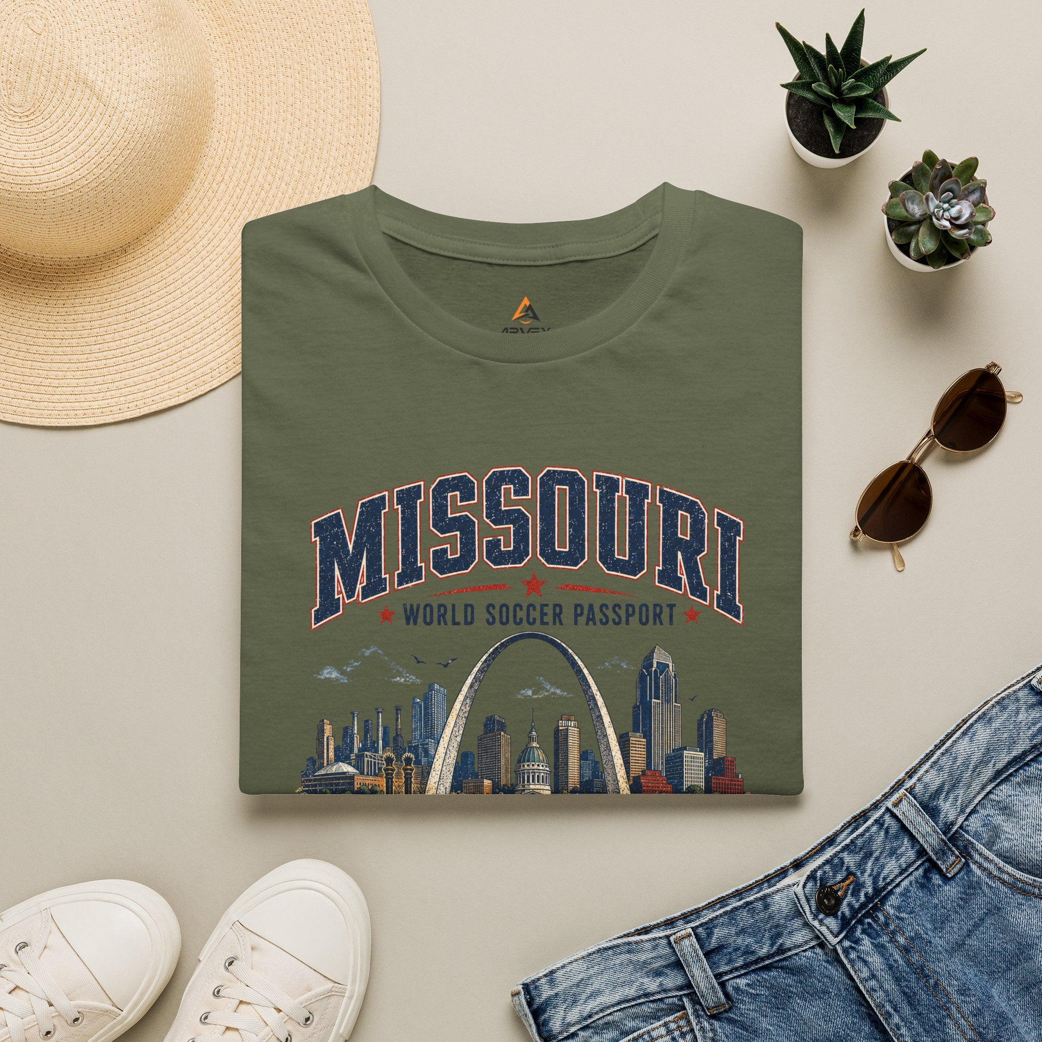Copy of Copy of Florida Soccer T-Shirt – Vintage ‘World Soccer Passport’ Beach Tee