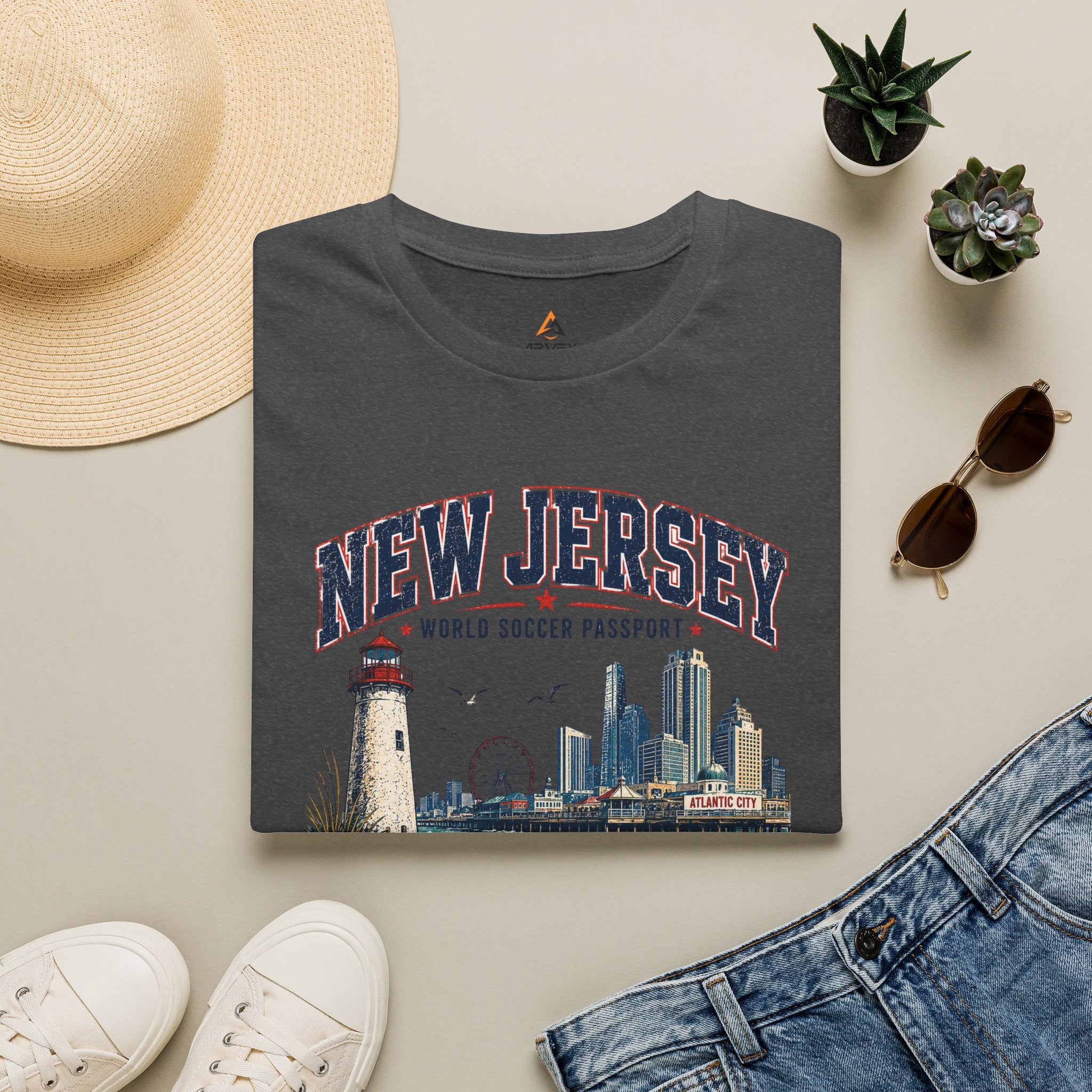 Copy of Florida Soccer T-Shirt – Vintage ‘World Soccer Passport’ Beach Tee