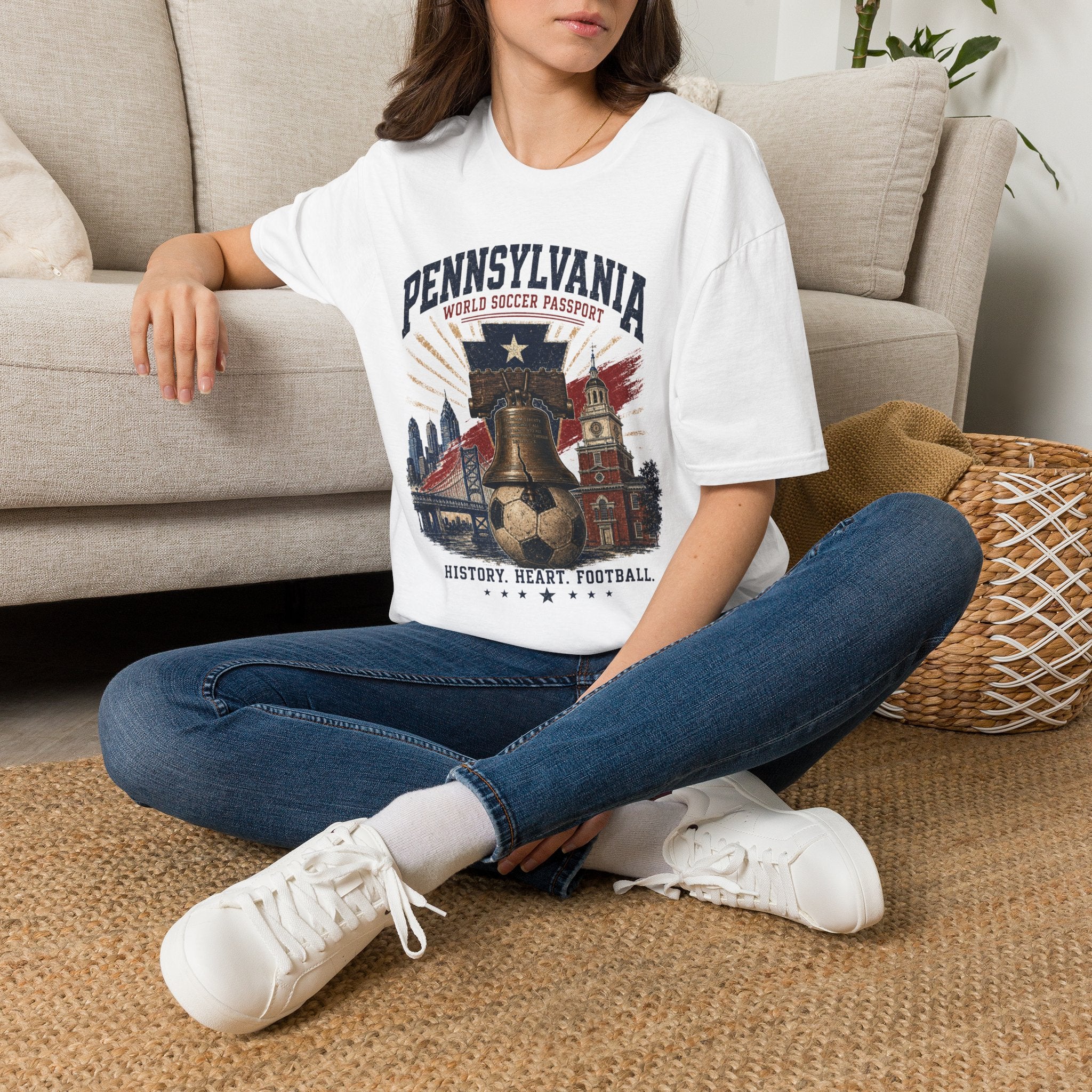 Copy of Florida Soccer T-Shirt – Vintage ‘World Soccer Passport’ Beach Tee