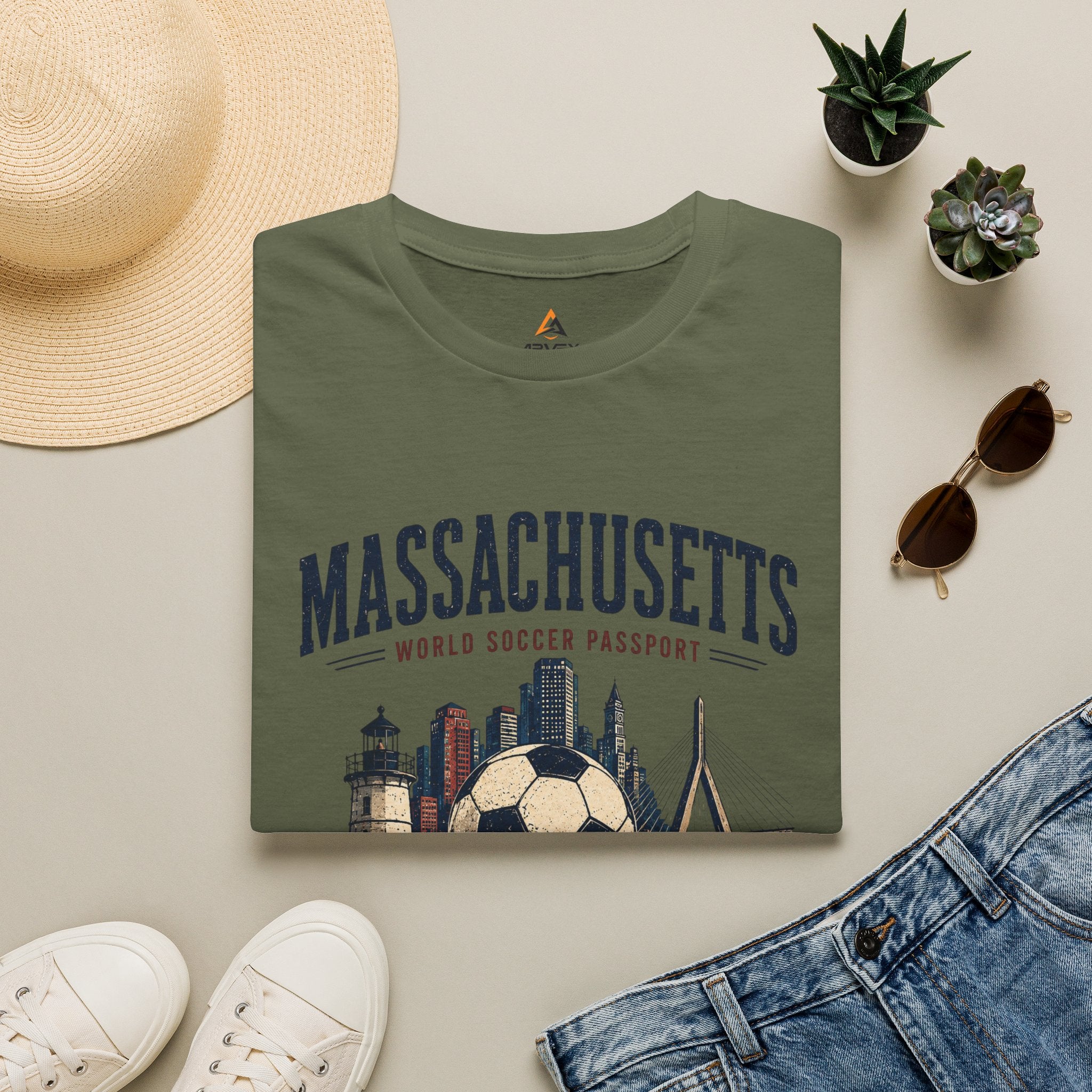 Massachusetts Soccer T-Shirt — World Soccer Passport Vintage State Tee