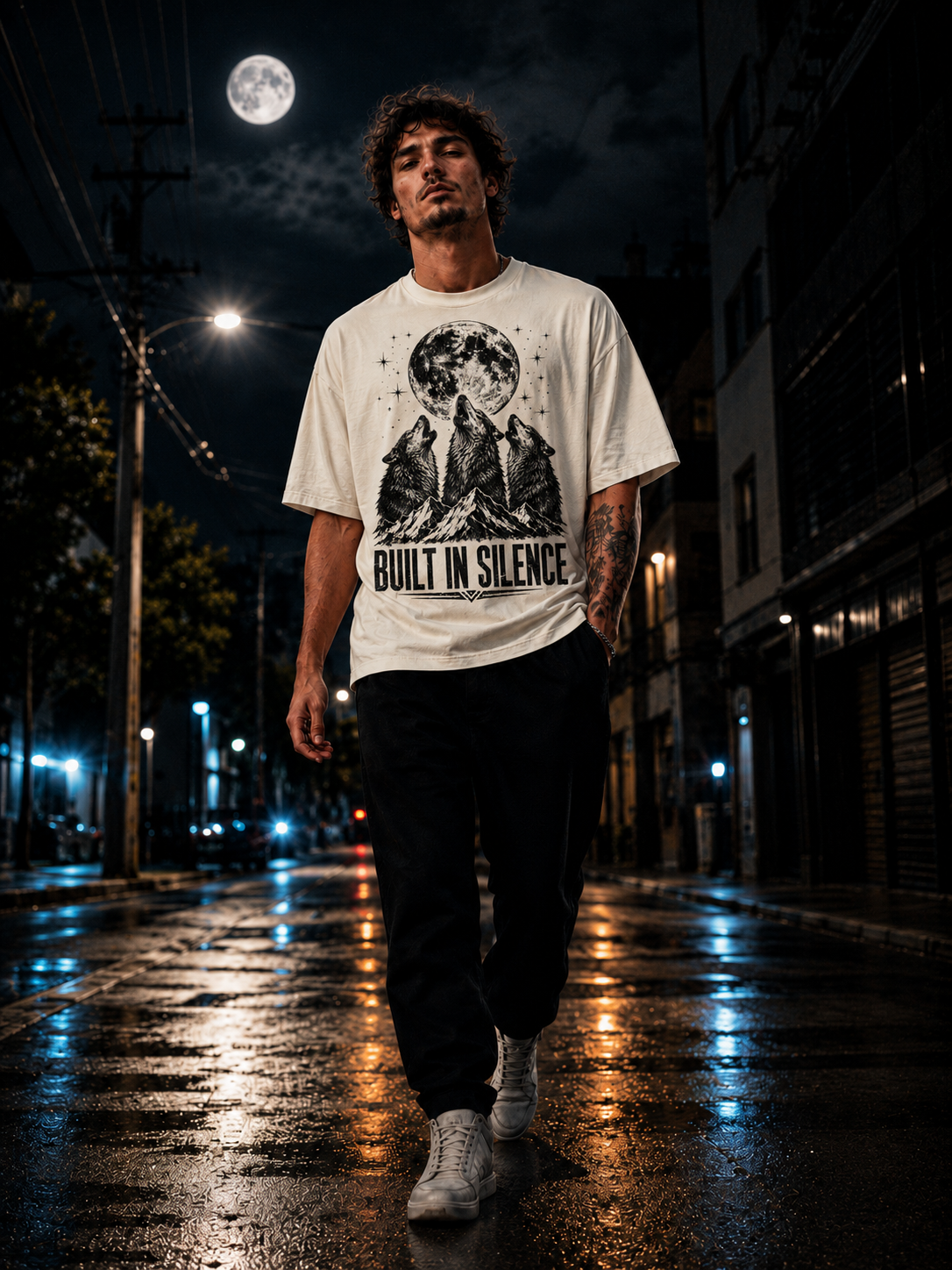 Model walking wearing the product